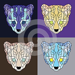 Low poly lined ocelots set