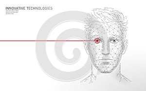 Low poly male human face biometric identification. Recognition system concept. Personal data secure access scanning