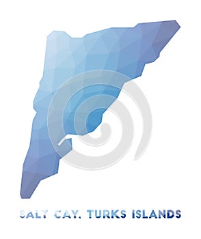 Low poly map of Salt Cay, Turks Islands.