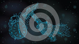 Low poly mesh alarm clock hand hammer