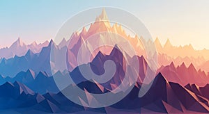 Low poly mountain range landscape