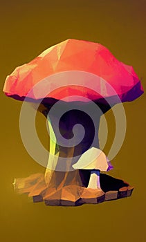 Low poly mushroom - stylized digitar art photo