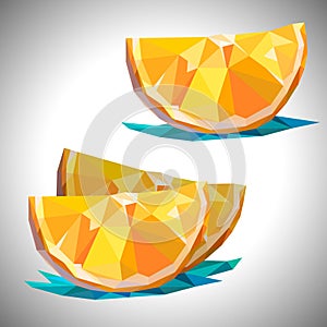 Low poly orange isolated slice vector file included