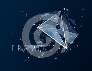 Low poly particles abstract vector background, polygonal fractal design, 3D dimensional element with connected lines, mesh object