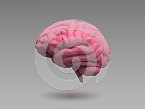Low poly pink brain on natural lighting look
