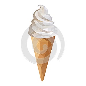 Low-poly polygon ice cream cone