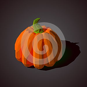 Low poly pumpkin on a gray background