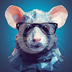 Low Poly Rat Portrait In Surreal Style photo