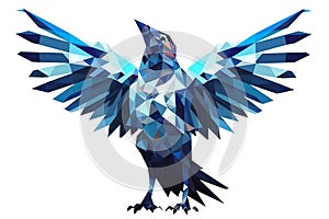 Low poly raven isolated on white background,  polygonal illustration