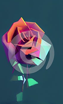 Low poly rose - stylized digital art