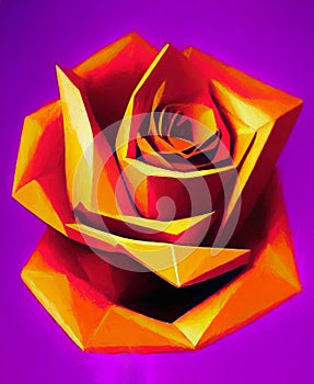 Low poly rose - stylized digital art