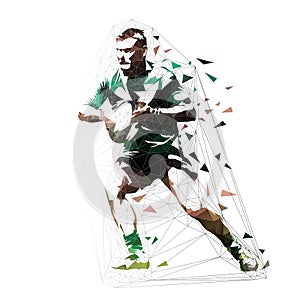 Low poly rugby player illustration