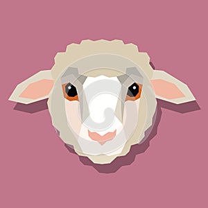 Low poly sheep head front. Vector