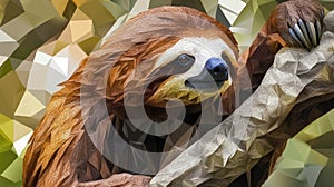 Low Poly Sloth in Tree