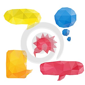 Low poly speech bubble set colorful