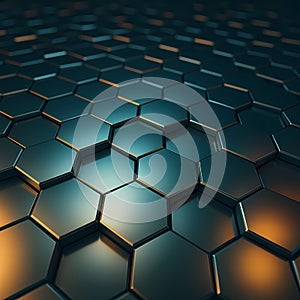 Low - Poly style dark hexagonal grid pattern, showcasing angular