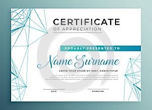 Low poly style modern certificate template design