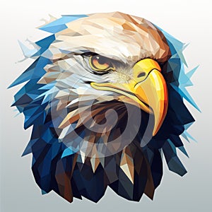 Low Poly Stylized Eagle Head: Hyper-realistic Animal Illustration photo