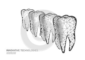 Low poly tooth protection medical concept. Whitening toothpaste enamel reconstruction healthcare. Polygonal healthy