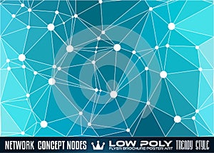 Low Poly trangular network with nodes background for your futuristic flyer