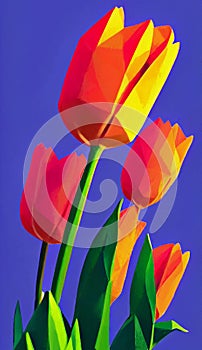 Low poly tulip - stylized digital art