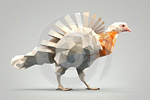 a low poly turkey with orange and white feathers