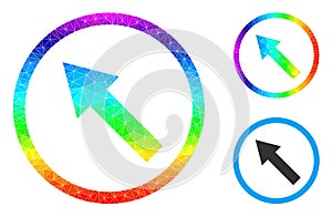Vector Polygonal Up-Left Rounded Arrow Icon with Rainbow Gradient