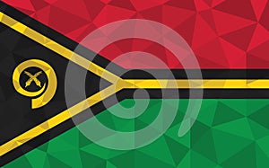 Low poly Vanuatu flag vector illustration. Triangular ni-Vanuatu flag graphic. Vanuatu country flag is a symbol of independence