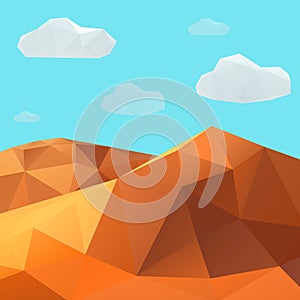 Low poly vector desert mountain landscape