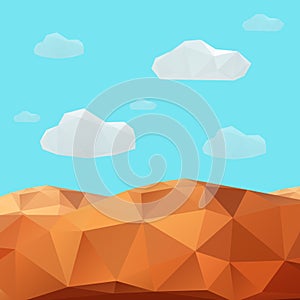 Low poly vector desert mountain landscape