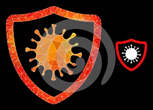 Vector Triangle Filled Virus Shield Icon with Flame Gradient