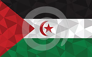 Low poly Western Sahara flag vector illustration. Triangular Saharan flag graphic. Western Sahara country flag is a symbol of