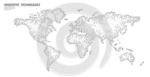 Low poly World map planet Earth global business connection. Online network Europe Africa America continents