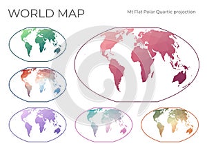 Low Poly World Map Set. photo