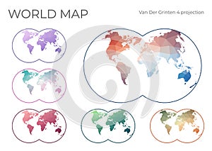 Low Poly World Map Set.