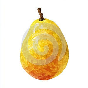 Low Poly Yellow Pear Illustration on White