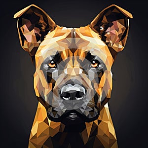 Low Poly Dog Portrait In Surreal Style: Detailed Character Illustration With Colorful Geometry photo