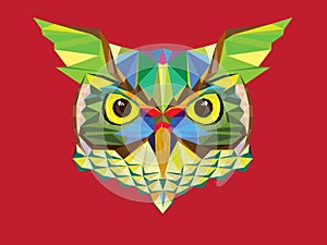Low polygon Owl head in geometric pattern illutration