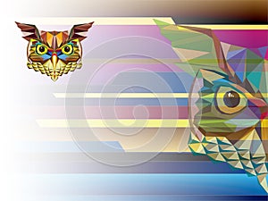 Low polygon Owl head in geometric pattern illutration