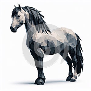 Low Polygon Style Illustrations of horse animal on a White Background photo