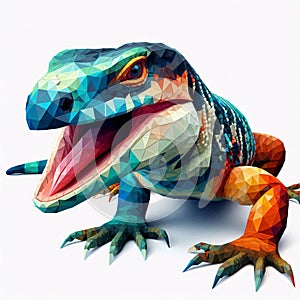 Low Polygon Style Illustrations of lizard animal on a White Background photo