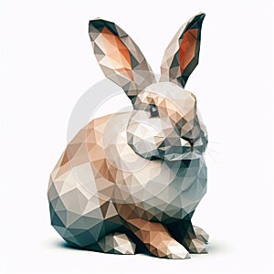 Low Polygon Style Illustrations of rabbit animal on a White Background photo