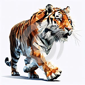 Low Polygon Style Illustrations of tiger animal on a White Background photo