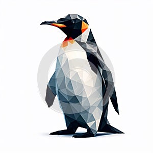 Low Polygon Style Illustrations of pinguin animal on a White Background photo