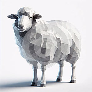 Low Polygon Style Illustrations of sheep animal on a White Background photo