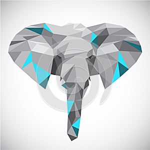 Low polygonal elephant head in popular style