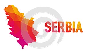 Low polygonal map of the Republic of Serbia Republika Srbija, photo