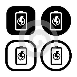 Low power Battery charge logo icon vector illustration logo Isolated template.