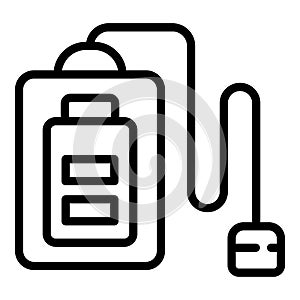 Low powerbank icon outline vector. Power battery