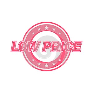 Low price label. Red color, isolated on white.